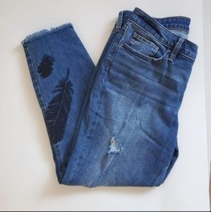 A.n.a feather embroidered ankle jeans